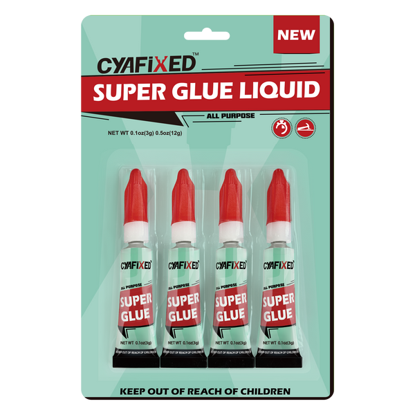 CYAFIXED Super Glue Liquid - Four 3 Gram Tubes, Clear