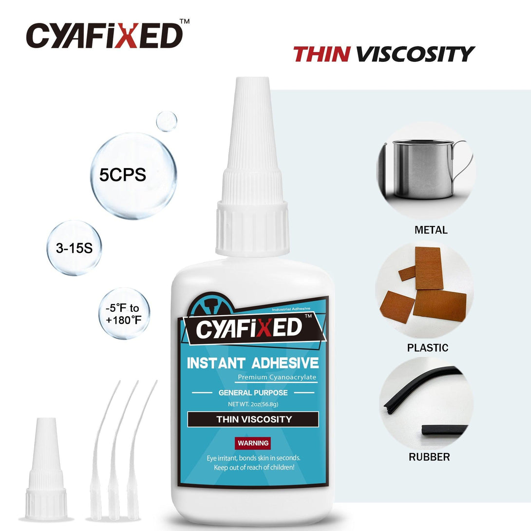 CYAFIXED Super Glue - Thin, Medium Thin, Medium & Medium Thick Viscosity