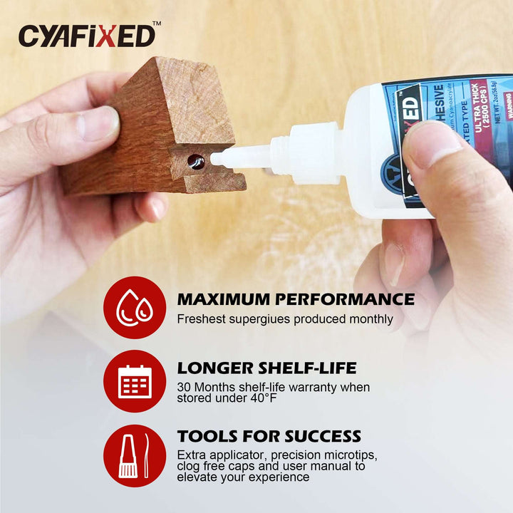 Discover the ultimate adhesive for woodworking projects with CYAFIXED Super Glue